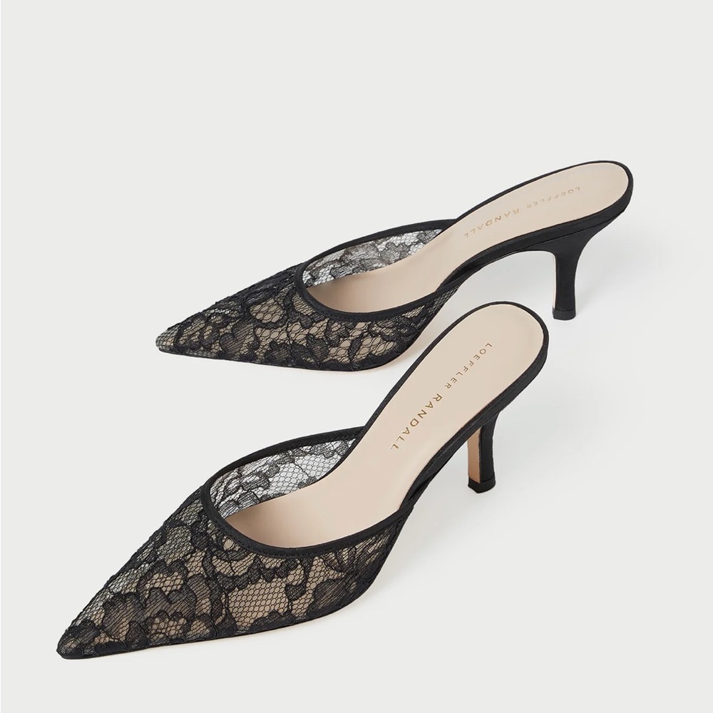 Black Lace Mesh Mule